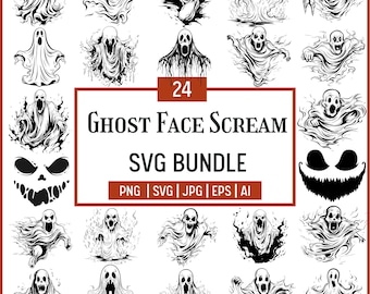 Ghostface Scream SVG Bundle: Halloween Cricut Files (Digital Download)