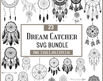 Dreamcatcher SVG Bundle: Boho Mandala Clipart (Digital Files, Instant Download)