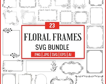 SVG-bundel bloemenlijst: decoratieve trouwrand (digitale download)