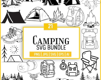 Camping SVG Bundle: Cricut Cut Files for T-Shirts, Mugs (Digital Download)