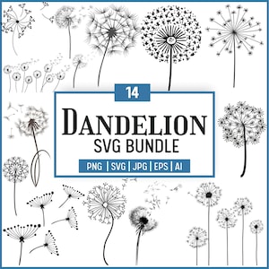 Dandelion Svg Bundle,Dandelion Png,Dandelion Clipart,Blow Me Svg,Dandelion Blowing Svg,Cut files for Cricut,Kindness Svg,Digital Download