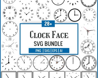 Clock Face SVG Bundle: Roman Numerals, Numbers, Clipart (Instant Download)