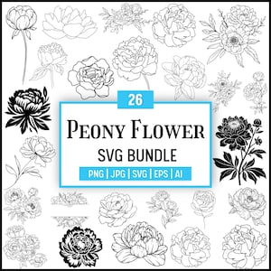 Peonies svg bundle,Floral Arrangement svg,Peony svg,Peony Tattoo Stamps,Wedding Flowers svg,Hand Drawn Vector Flowers,Commercial Use