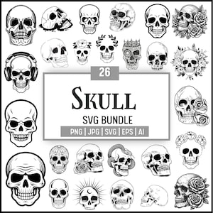 Skulls SVG Bundle, Skeleton svg Bundle, Skull Cut files for Cricut, Skull Clipart, Skull Silhouette, Skeleton svg, Skull Vector,Ai,Eps,Jpg
