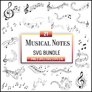 Nota musicale in formato SVG, Clipart di note musicali, Clipart di note musicali in formato PNG, File di taglio di note musicali per Cricut, Download digitale per Circut, Chiave musicale in formato SVG, AI