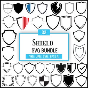 Bundle SVG de bouclier, fichiers de coupe Silhouette de bouclier, fichiers vectoriels de bouclier, vecteur de Badge de bouclier, fichiers de coupe SVG de bouclier pour Cricut, Svg de contour de bouclier.