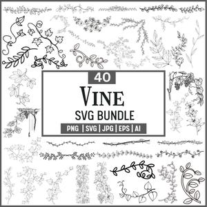 Vine Silhouette SVG Bundle: Climbing Plant Vector Graphics (Digital Download)