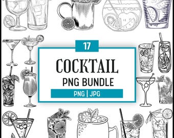 Cocktail Clipart Bundle: Wedding Drink Illustrations (SVG, PNG, JPG) Digital Download