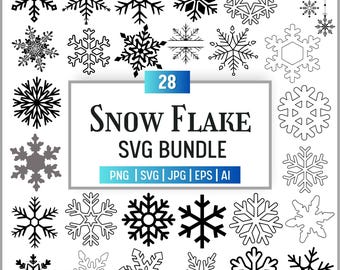 Sneeuwvlok SVG-bundel: winterkerstontwerpen (digitale download)