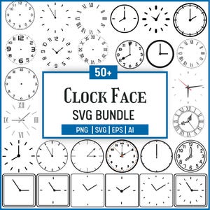 Paquete de SVG de esfera de reloj, números de reloj, reloj con números romanos, SVG de reloj, clipart de esfera de reloj, plantilla de esfera de reloj, archivos de corte, descarga instantánea