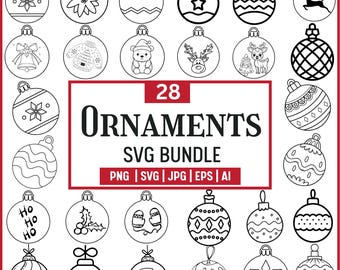 Paquete de archivos SVG de adornos navideños estilo doodle, archivos para corte láser (descarga digital)