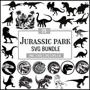 Jurassic Park SVG Bundle: Dinosaur Clipart, Cut Files (Digital Download)
