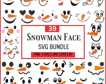 Snowman Faces SVG Bundle: Christmas Cricut Cut Files (Digital Download)