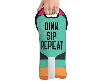 Borsa tote da vino "Dink Sip Repeat" / Regalo per appassionati di pickleball con stile Mid Century