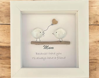 mum glass pebble picture, mum birthday,