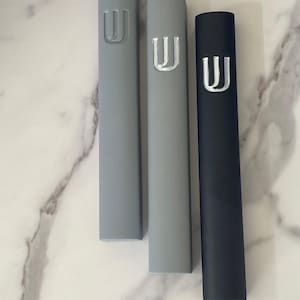 Modern Concrete Mezuzah Case – Handmade Judaica from Israel – For Parchment Scroll – Unique Jewish Gift for Home or Wedding