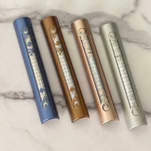 Modern Mezuzah Case with Visible Scroll - Ornate Handmade Judaica - Designed in Israel - Contemporary Jewish Gift for Home or Wedding