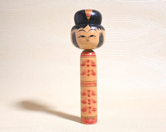 Vintage Kokeshi Doll, Japanese Traditional Crafts, Wabi Sabi Folk Art, Protection Amulet, Created by Sadao Kobayashi, With signature