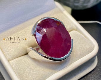 Natural Ruby Ring • Handmade 925 Sterling Silver • July Birthstone • Solid Statement Jewelry • Gift