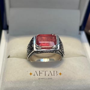 Natural Ruby Ring for Men • Handmade 925 Sterling Silver Band • July Birthstone Gift image 10