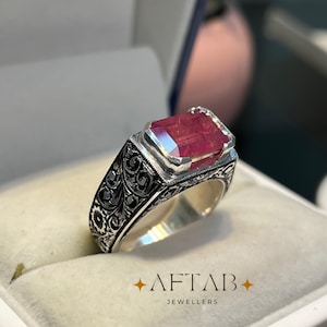 Natural Ruby Ring for Men • Handmade 925 Sterling Silver Band • July Birthstone Gift image 16