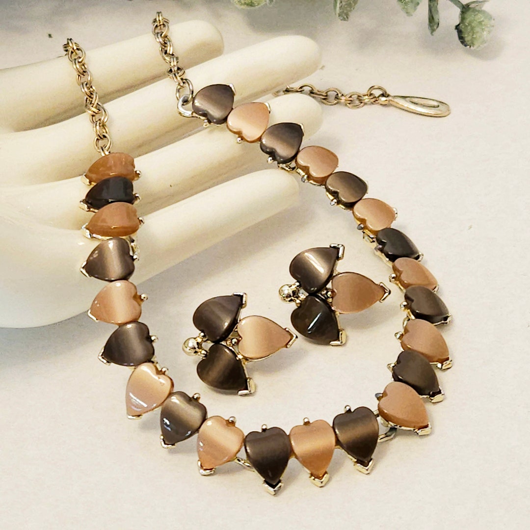 Vintage Brown Chocolate Heart Thermoset Necklace and Clip on Etsy