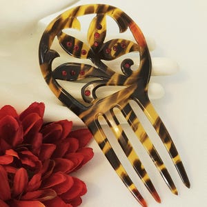Rhinestone Antique Hair Comb Faux Tortoise - Etsy display picture 2