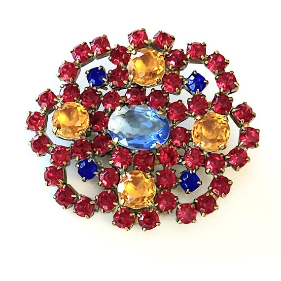 Vintage czech brooch red - Gem