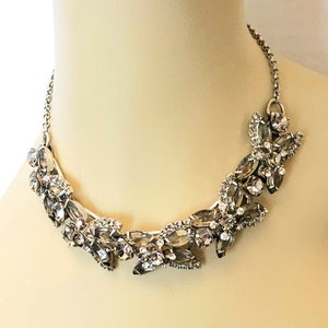 Vintage Verified D & E JULIANA Smokey Rhinestone 5 link Necklace