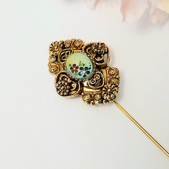 Vintage FLORENZA Victorian Revival Floral Enamel Stick Pin Etsy