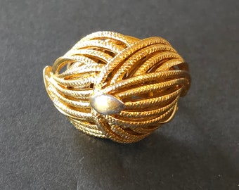 Vintage MONET Adjustable Openwork Domed Ring with Gold tone Finish