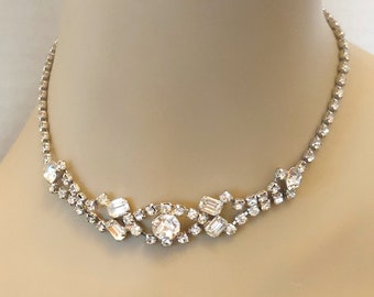 Vintage Clear Rhinestone Choker Necklace