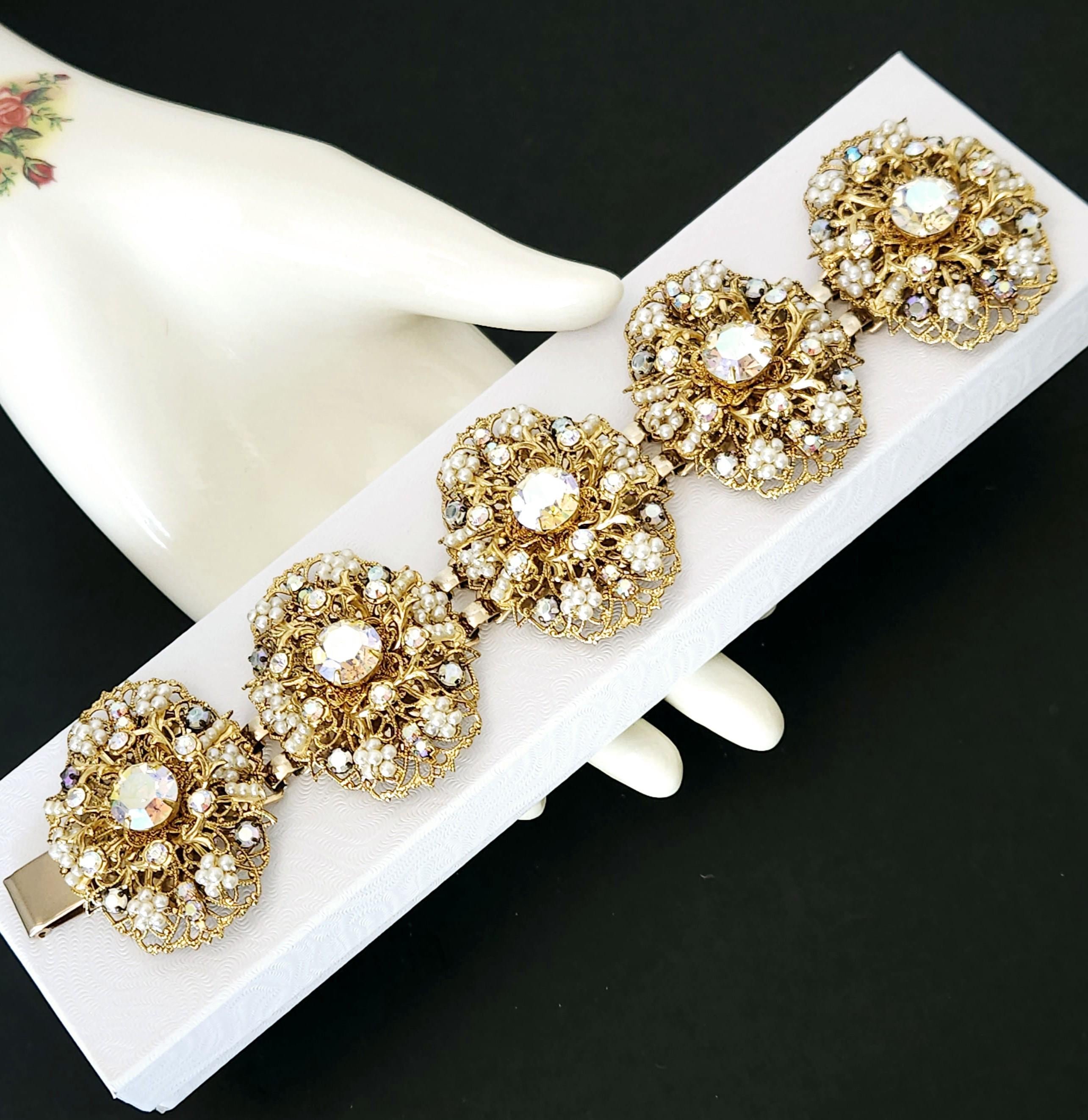 MIRIAM HASKELL リボンブレスレット Vintage MIRIAM HASKELL Style Chunky Bracelet With Filigree
