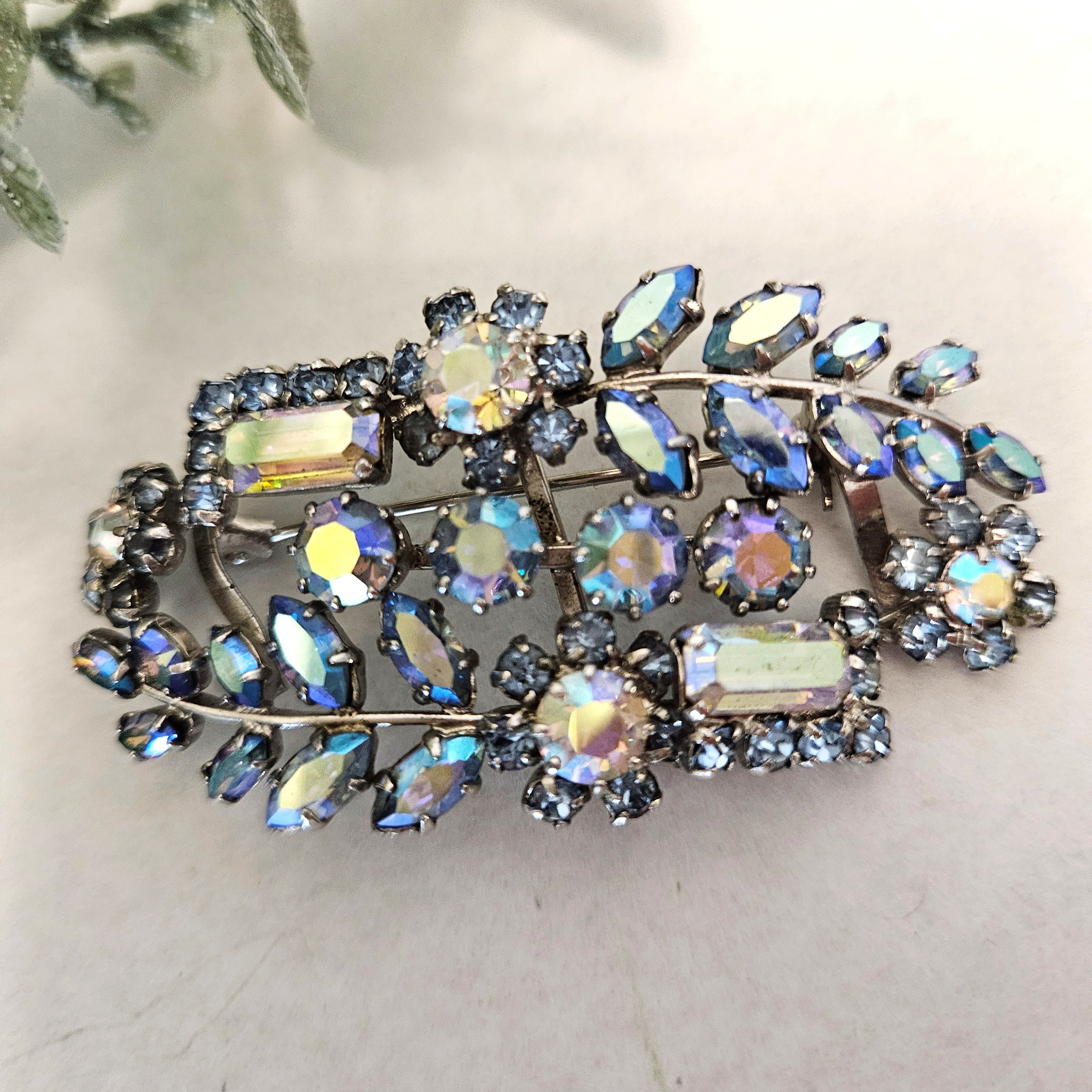 thumbnail image 2 of 925 Sterling Silver Crystal Pendant Necklace – Pear Blue AB, Austrian Crystals, 45cm 2 of 3