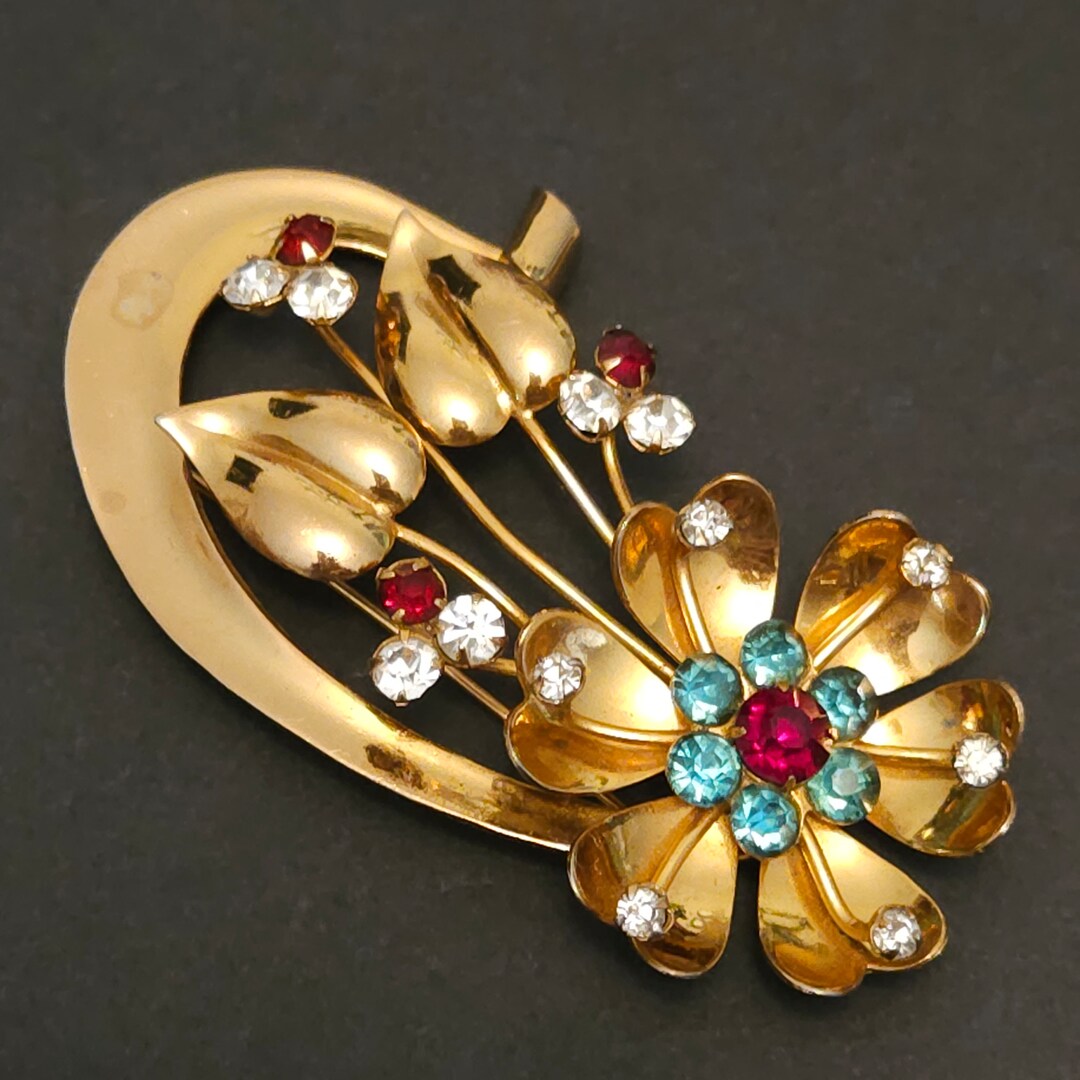 Broche Vintage Strass Années 70-80 - Jolie Pièce Scintillante Occasion