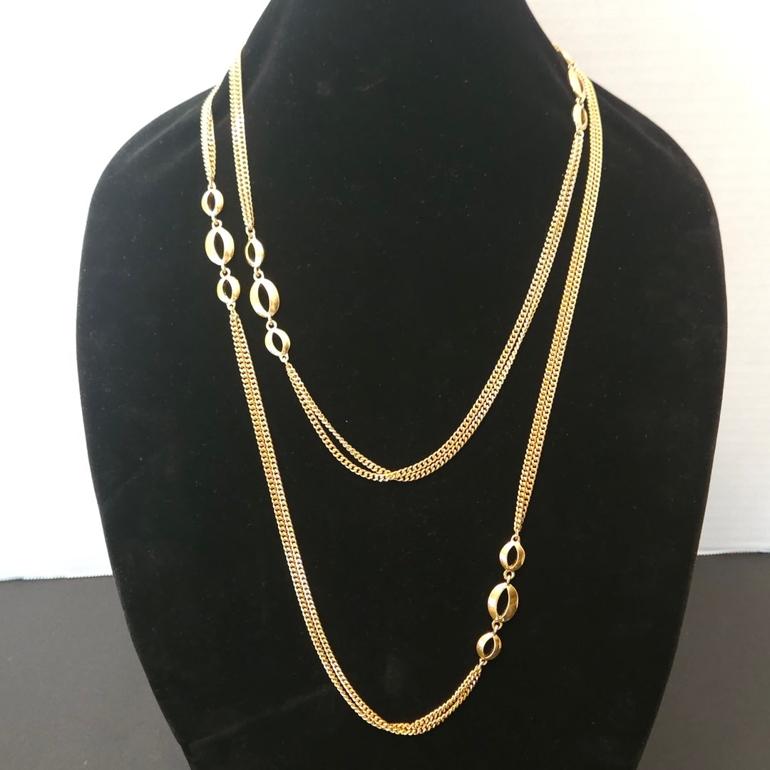Vintage Monet Opera Length Chain Necklace With a Gold Tone Finish - Etsy