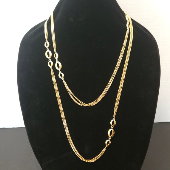 Vintage Monet Opera Length Chain Necklace with a … - image 1