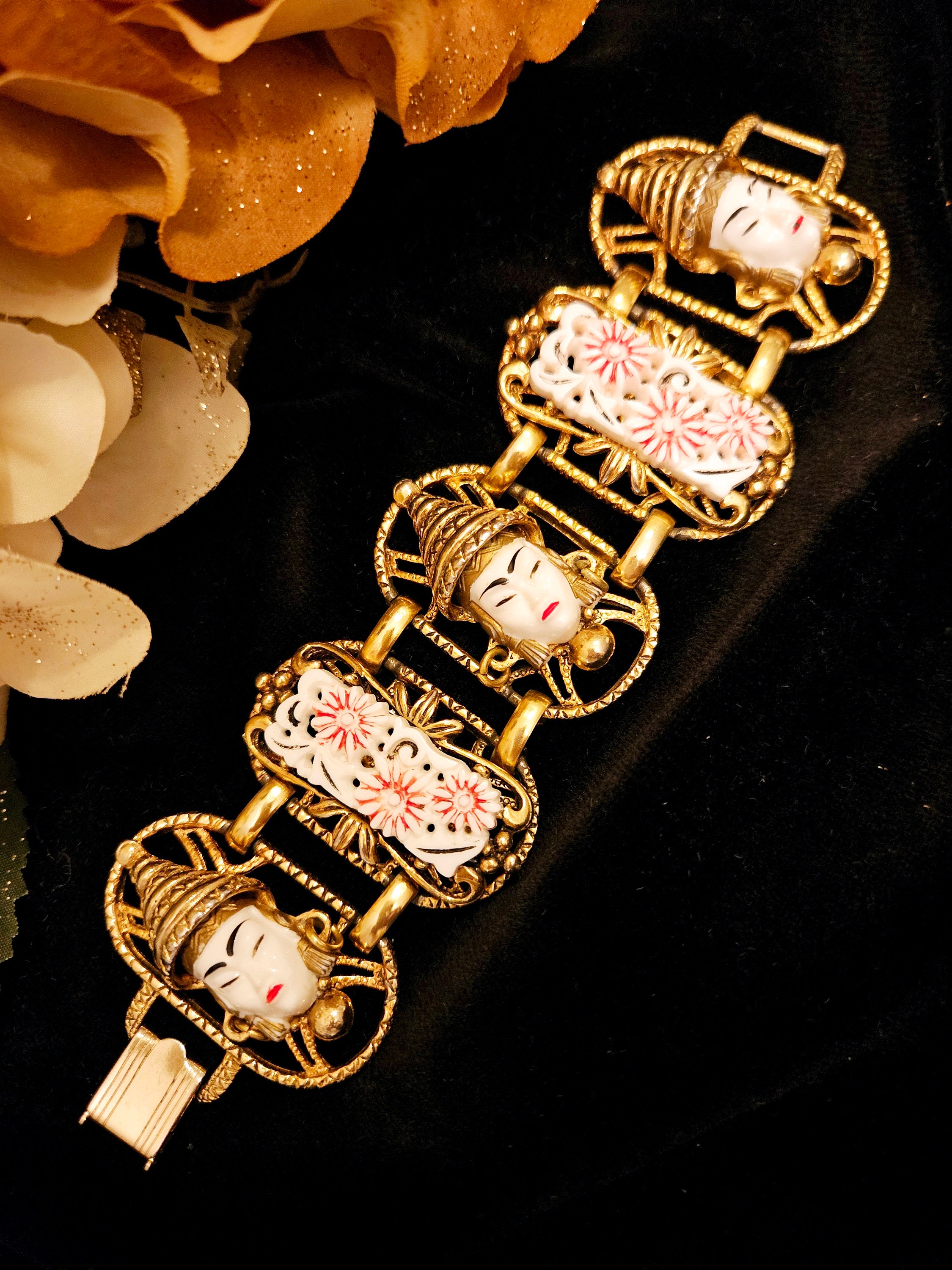 60s USA Selini Vintage buddha & dragon Unsigned bracelet by
