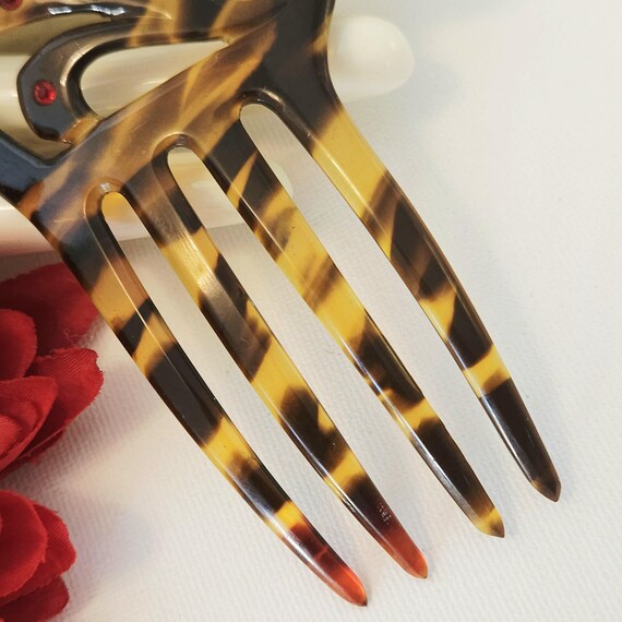 Antique Celluloid Faux Tortoise Shell Hair Comb w… - image 3