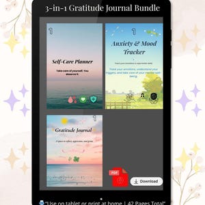 Mental Health Planner Bundle 4-in-1 | Self-Care, Anxiety Tracker, Gratitude Journal, Summer Planner + Bonus Cards | Printable PDF