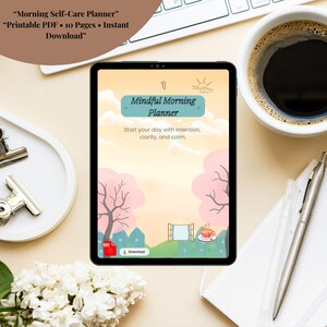 Morning Self-Care Planner Printable | Daily Mental Wellness Journal | Morning Routine | Mental Health Tracker & Gratitude | PDF Download