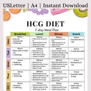 7 Day HCG Phase 2 Meal Plan | 500-Calorie Protocol | Weight Loss Recipes | Hormone Diet Approved | HCG Diet Food List | Instant Download