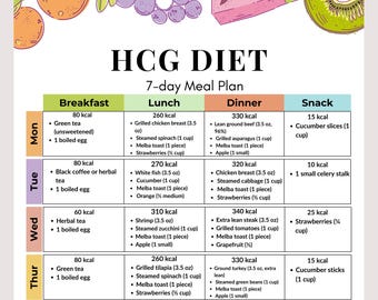7 Day HCG Phase 2 Meal Plan | 500-Calorie Protocol | Weight Loss Recipes | Hormone Diet Approved | HCG Diet Food List | Instant Download