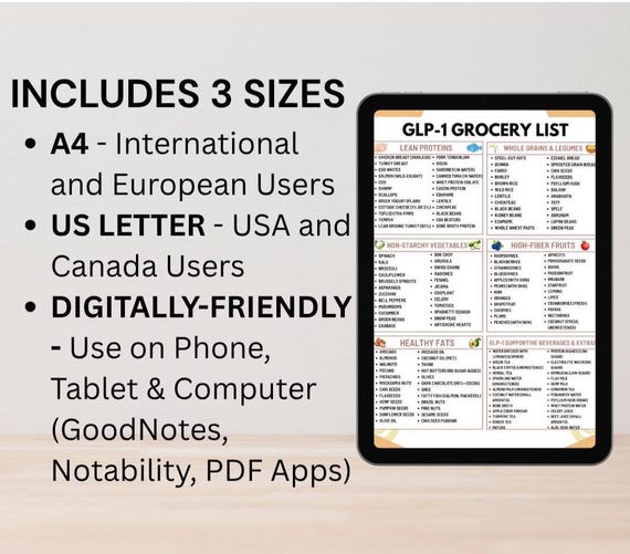 GLP-1 Grocery List Printable PDF | Low Glycemic/weight Loss Friendly Foods for Ozempic & Wegovy Support | Digital Download - Etsy GLP-1 Grocery List Printable PDF | Low Glycemic/weight Loss Friendly Foods for Ozempic & Wegovy Support | Digital Download - Etsy
