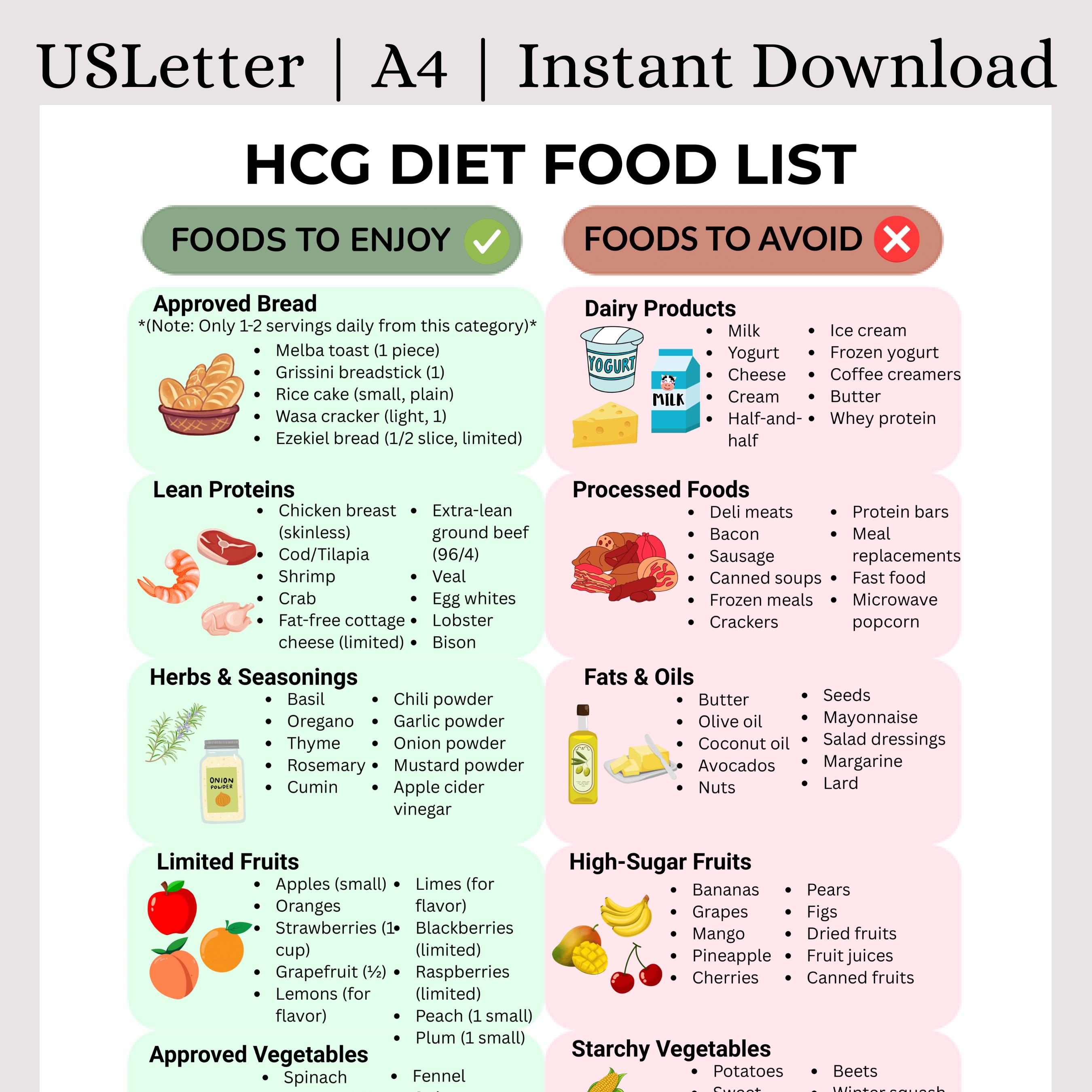HCG Diet Food List Printable | Phase 2 Approved Foods | 500 Calorie Meal Guide | Rapid Weight Loss Protocol | Instant Download - Etsy HCG Diet Food List Printable | Phase 2 Approved Foods | 500 Calorie Meal Guide | Rapid Weight Loss Protocol | Instant Download - Etsy