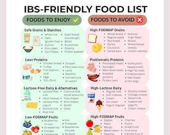IBS Friendly Food List, Foods to Eat and Avoid Chart, PDF