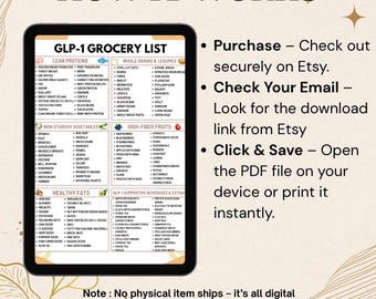 grocery list for glp 1 GLP-1 Grocery List Printable PDF | Low Glycemic/weight Loss Friendly Foods  for Ozempic & Wegovy Support | Digital Download