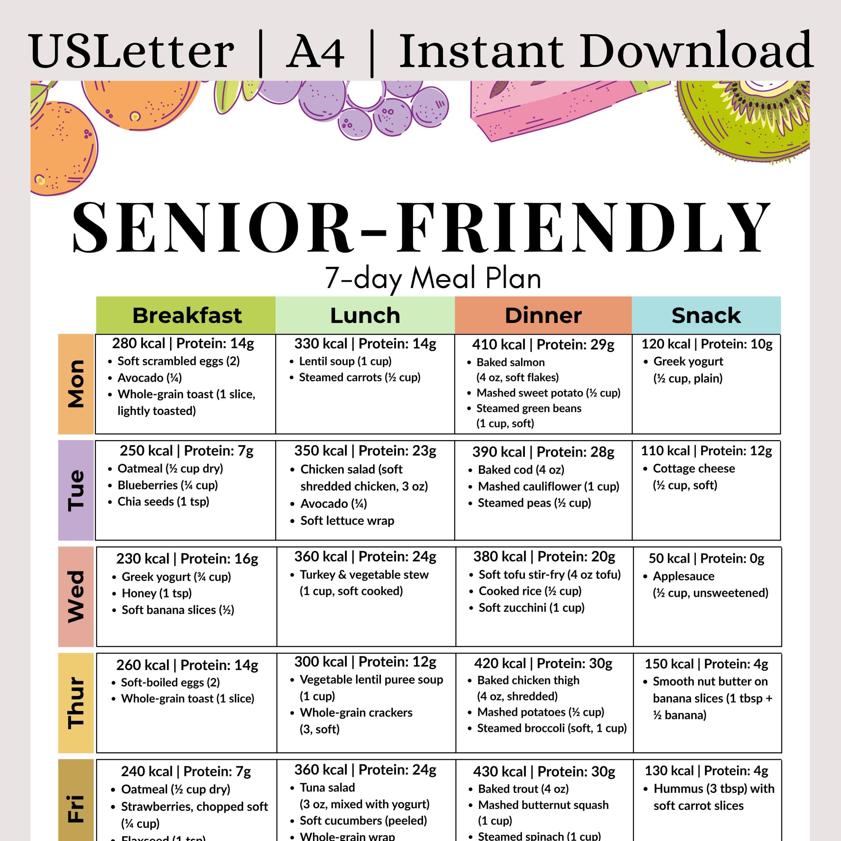 Senior Friendly Meal Plan Soft Food Meal Plan For Seniors High 