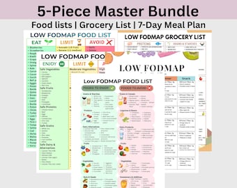 Low FODMAP Diet Bundle, IBS Food List Printable, Gut Health Meal Plan, FODMAP Grocery List, Bloating Relief Guide, Instant Download Pdf