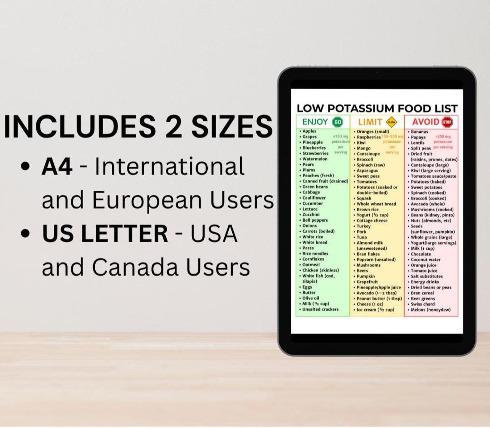 Low Potassium Food List | Printable PDF for Kidney Health, CKD, and ...